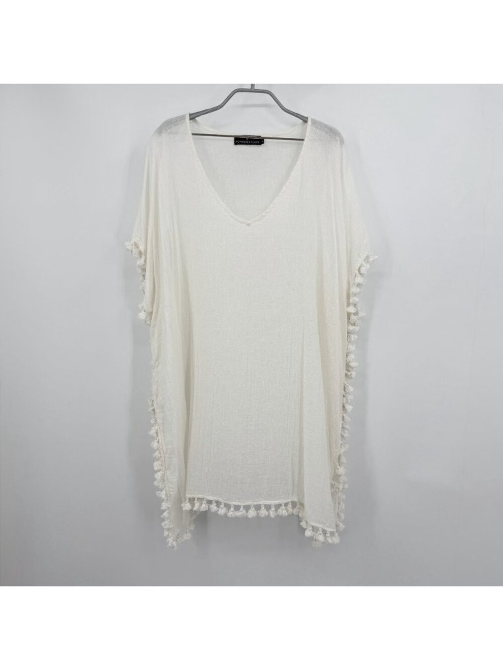 Pomander Place Ivory Ramie Katie Caftan Mini Length XL/XXL Swim Cover-up
